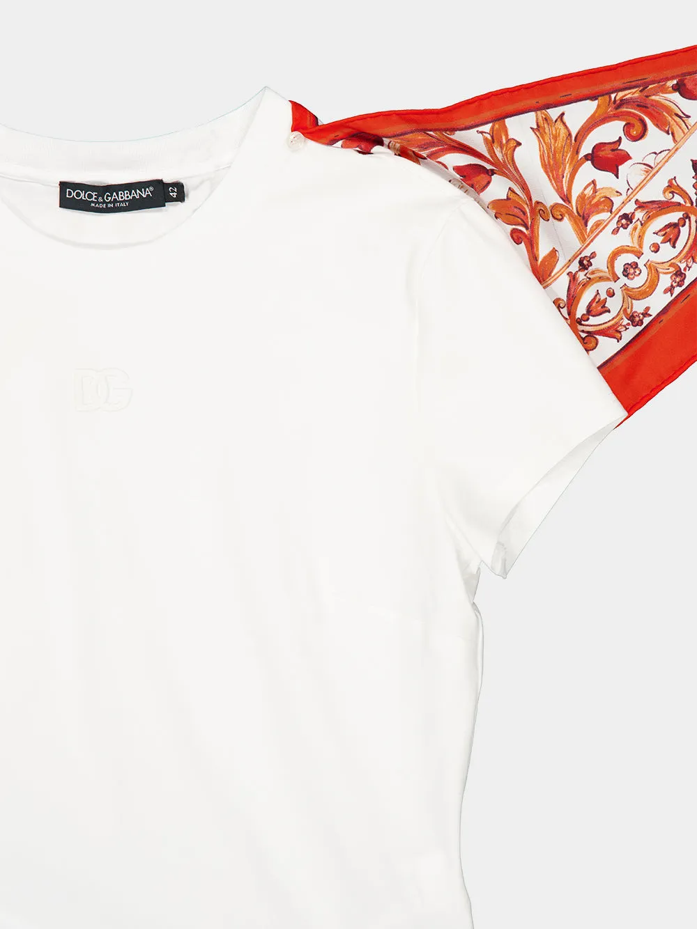 White Majolica Scarf T-Shirt sold by Fashion Clinic product image thumbnail 3