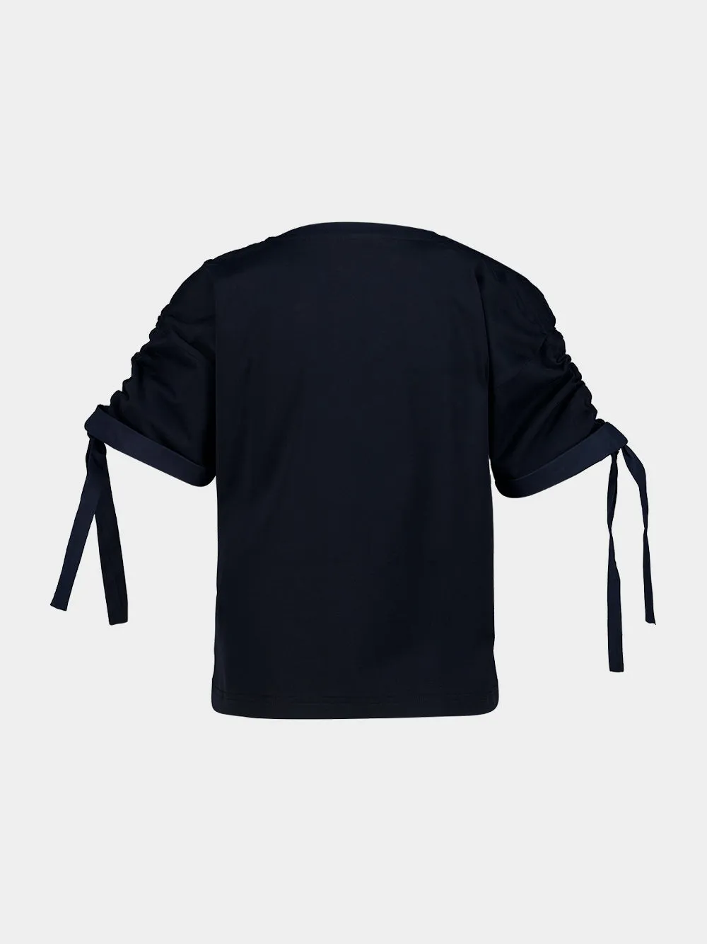 Navy Gathered Sleeve Cotton T-Shirt sold by Fashion Clinic product image thumbnail 2