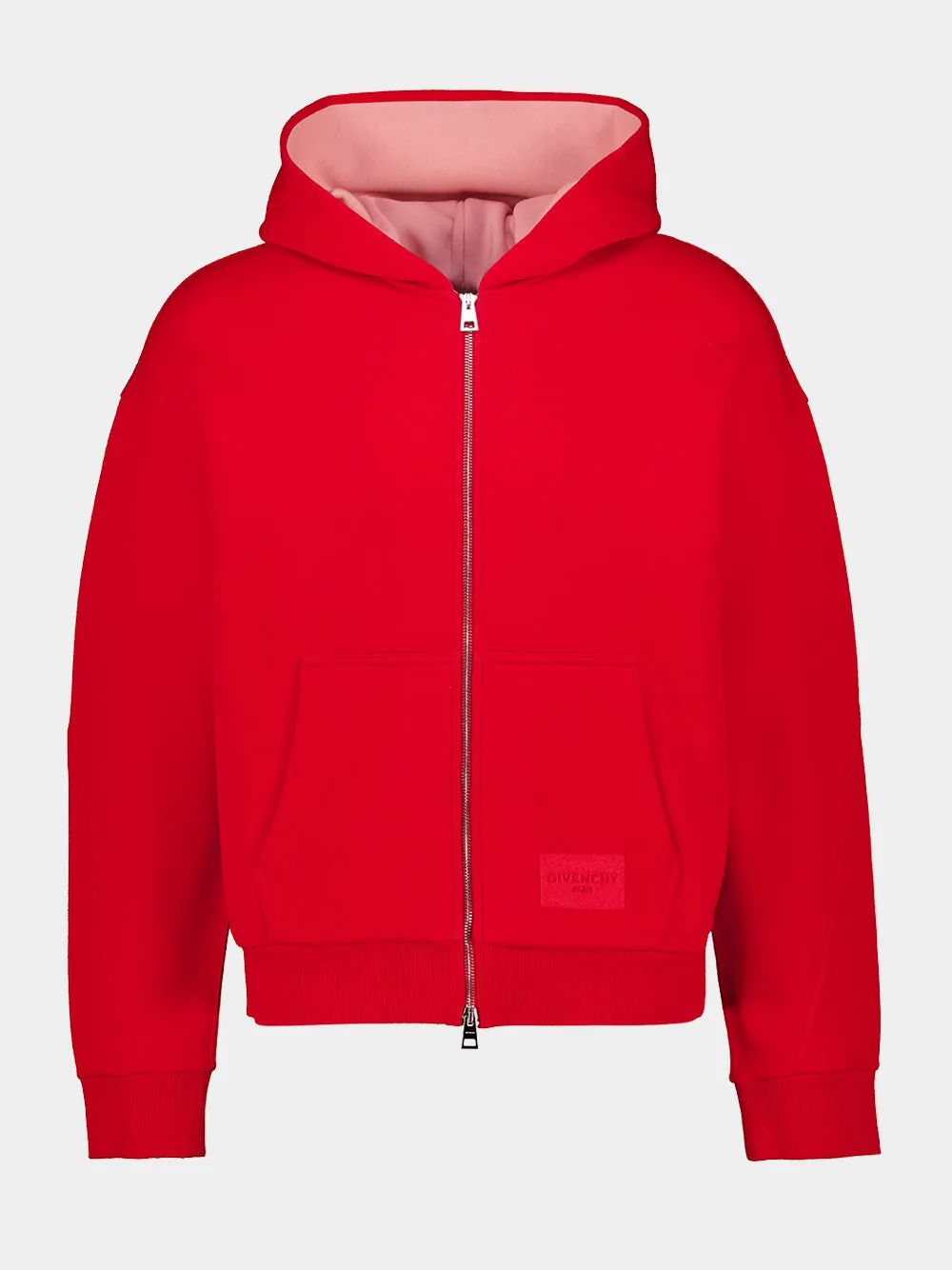 Red and Pink Couture Seam Zip Hooded Sweatshirt sold by Fashion Clinic