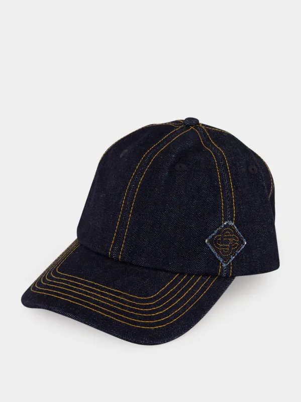 Indigo Casablanca Tennis Club Denim Cap made by Casablanca