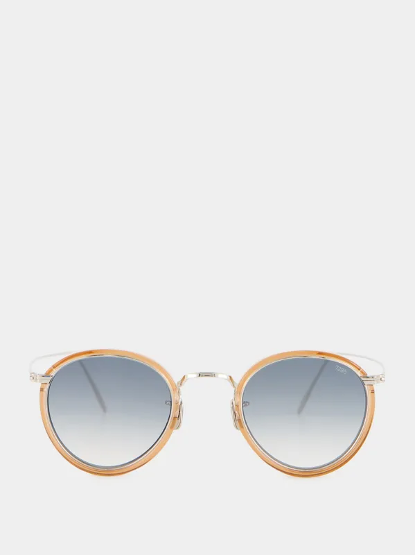 Mandarine and Silver 717-E Oval Sunglasses made by Fashion Clinic
