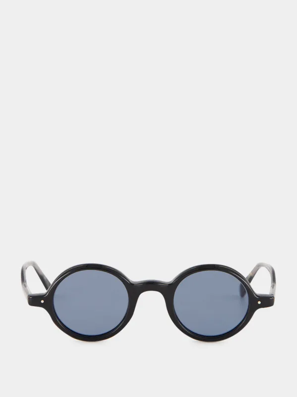 Black 347E Round Acetate Sunglasses made by Fashion Clinic