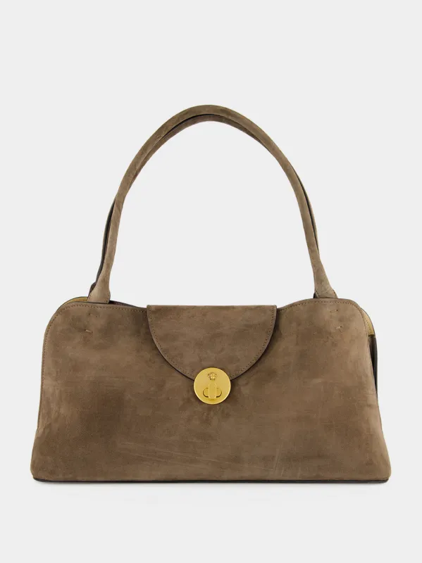 Brown Vivian Suede Shoulder Bag made by Versace