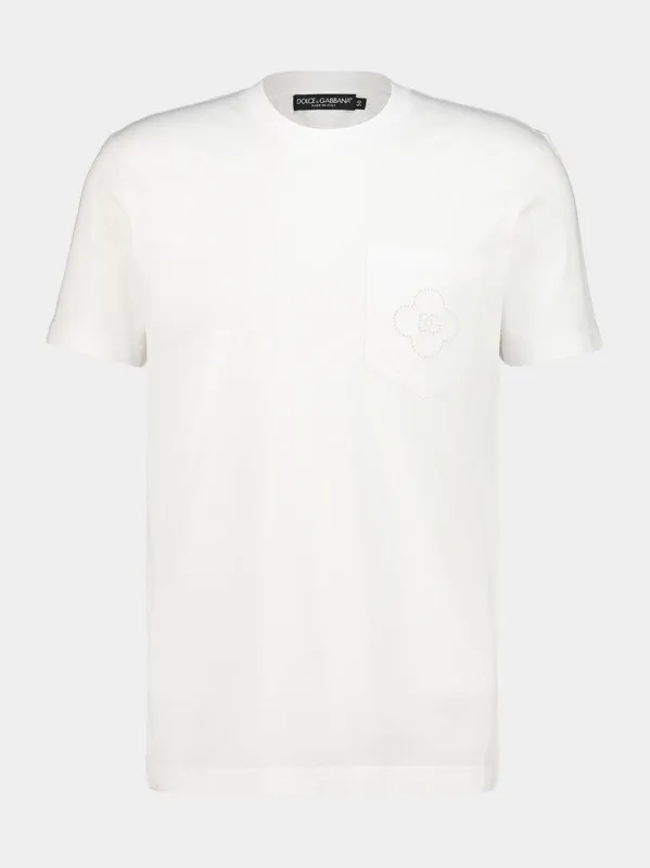 White Cotton Logo Pocket T-Shirt made by Dolce & Gabanna