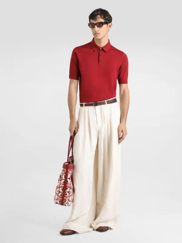 Bordeaux Silk Polo Shirt made by Dolce & Gabanna