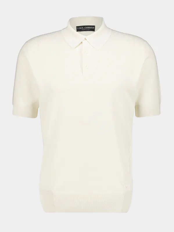 Natural White Silk Polo Shirt made by Dolce & Gabanna