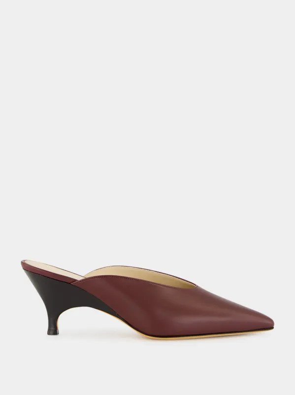 Bordeaux Leather Petra 65 Heeled Mules made by Le Monde Beryl