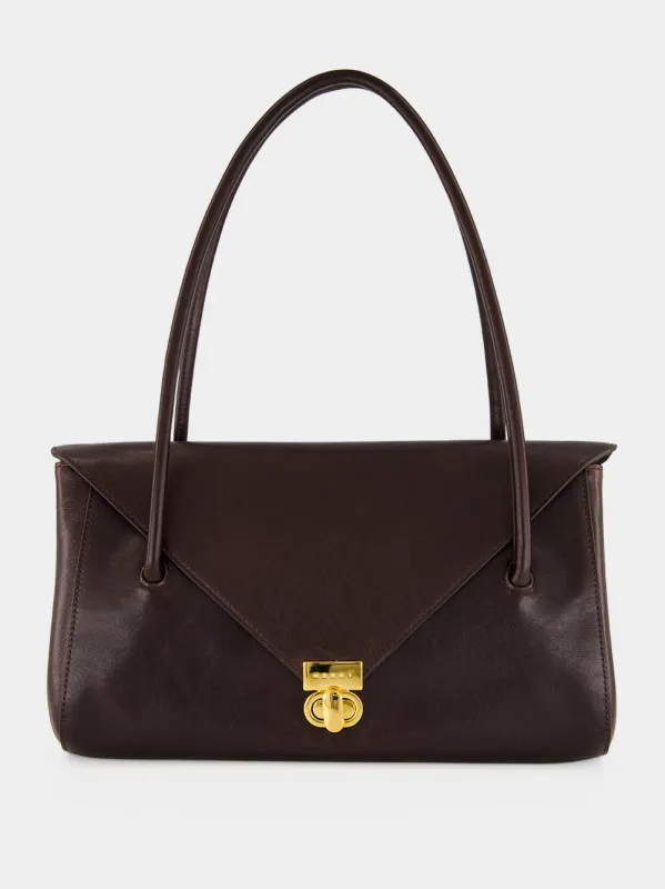 Brown Leather E/W Shoulder Bag made by Marni