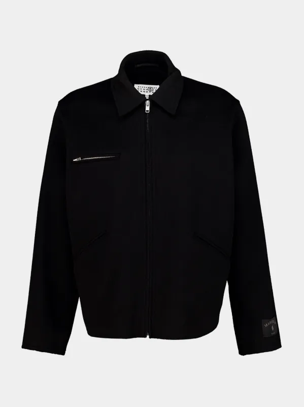 Black Double-Faced Wool Zip Jacket made by Maison Margiela