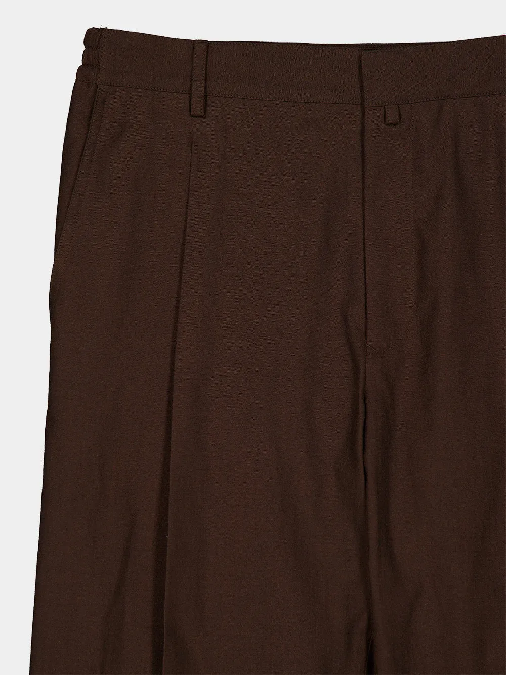 Brown Wool Wide-Leg Pleated Trousers sold by Fashion Clinic product image thumbnail 5