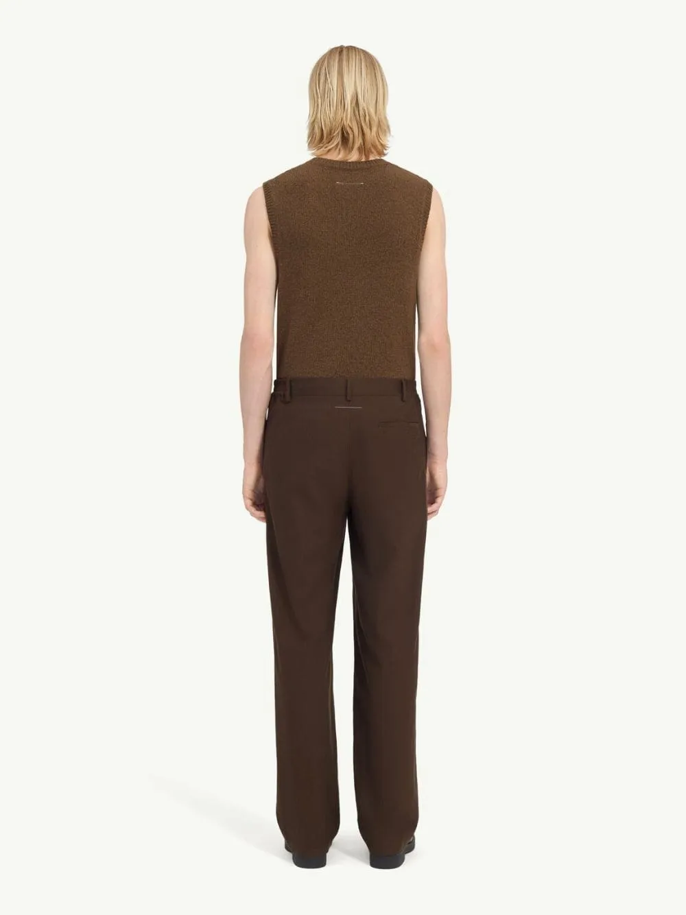 Brown Wool Wide-Leg Pleated Trousers sold by Fashion Clinic product image thumbnail 4