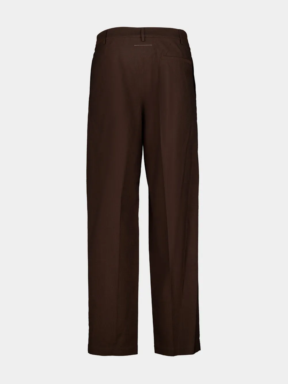 Brown Wool Wide-Leg Pleated Trousers sold by Fashion Clinic product image thumbnail 3