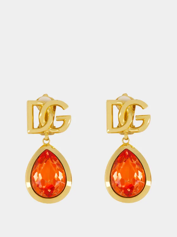 Orange Logo Clip Drop Earrings made by Dolce & Gabanna