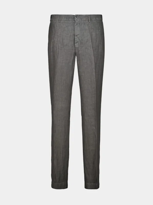 Grey Linen Tailored Trousers made by Fashion Clinic