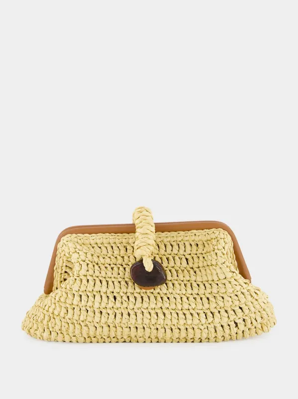 Natural Delphine Raffia Clutch Bag made by Fashion Clinic
