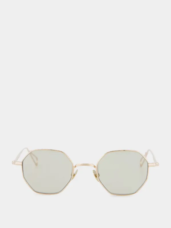 Gaillon Sunglasses in Champagne and Green Light made by Ahlem Eyewear