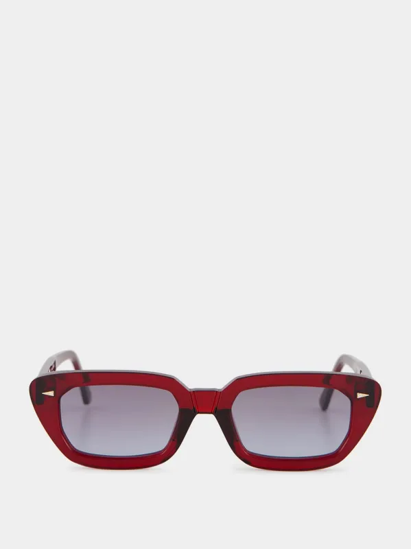 Jeanne Sunglasses in Burgundy and Blue Gradient made by Ahlem Eyewear