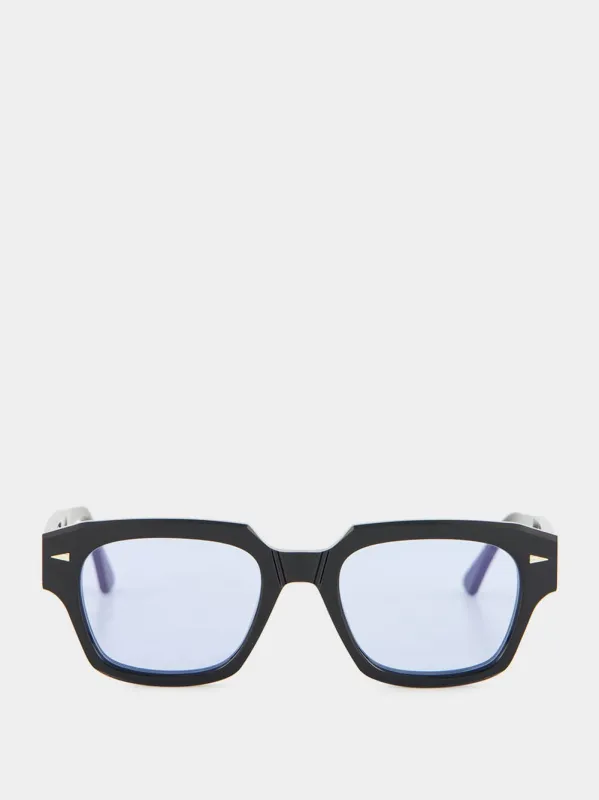 Rivoli Black and Sky Blue Sunglasses made by Ahlem Eyewear