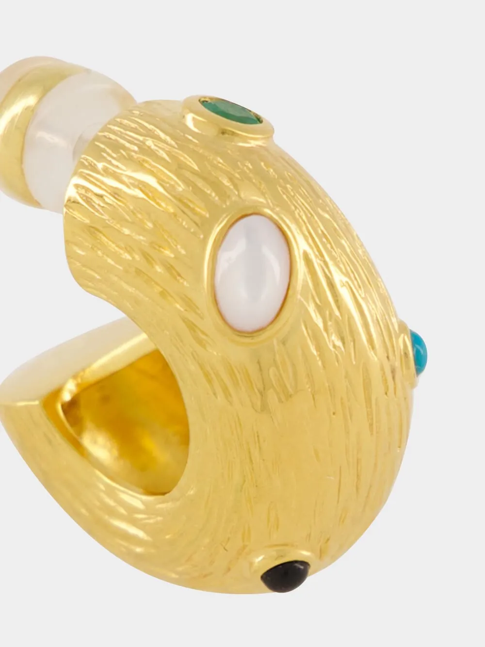 Kahlo Gold-Plated Gemstone Hoops sold by Fashion Clinic product image thumbnail 3