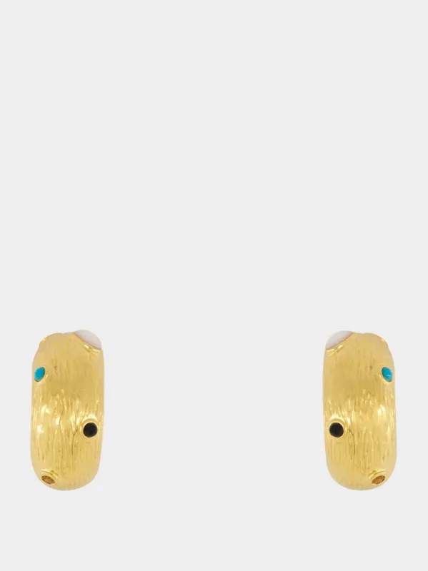 Kahlo Gold-Plated Gemstone Hoops made by Lizzie Fortunato
