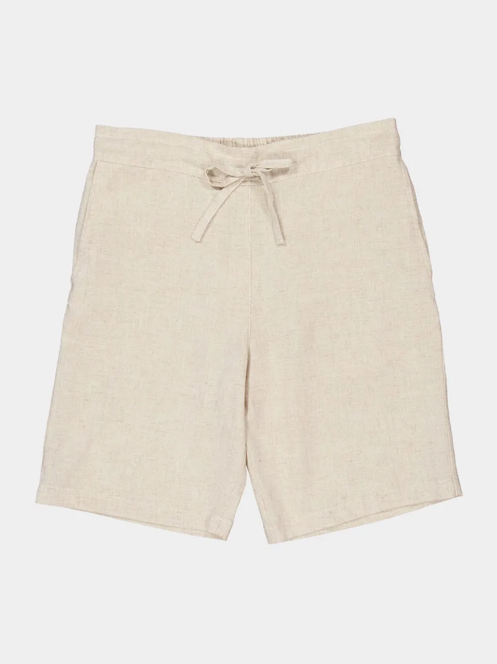 Cream Palmeta Tailored Bermuda Shorts in Handmade Linen sold by Fashion Clinic product image thumbnail 4