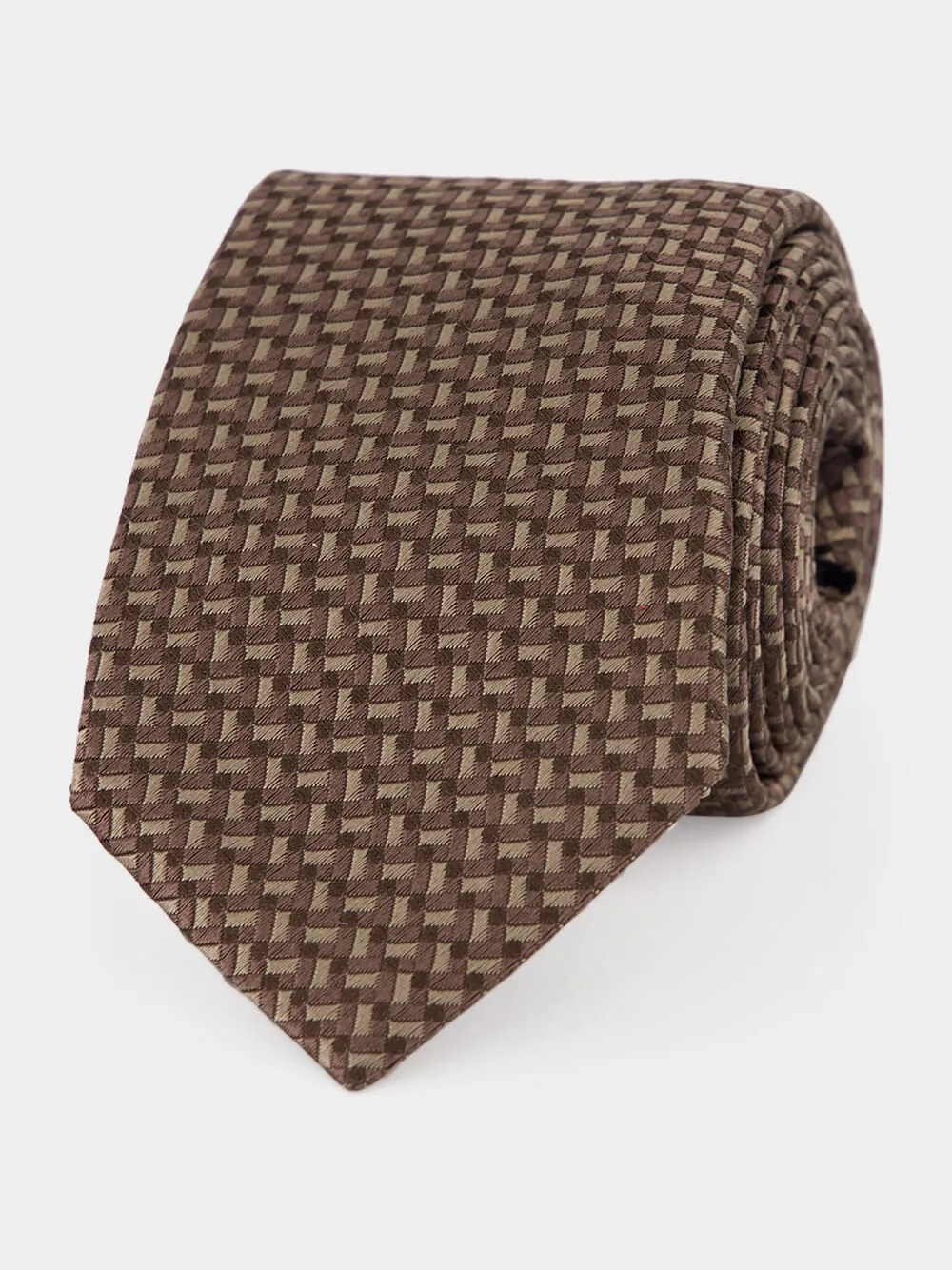 Hazelnut Textured Silk Tie sold by Fashion Clinic product image thumbnail 2