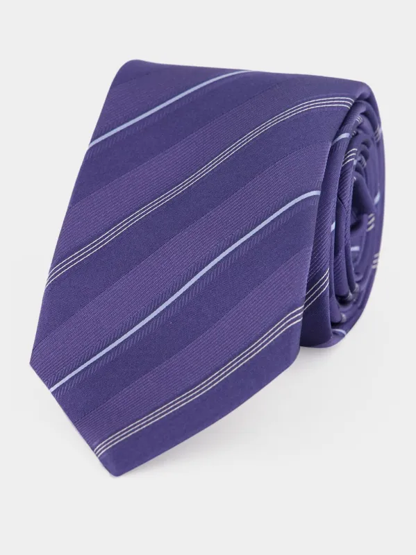 Denim Striped Silk Tie made by Fashion Clinic