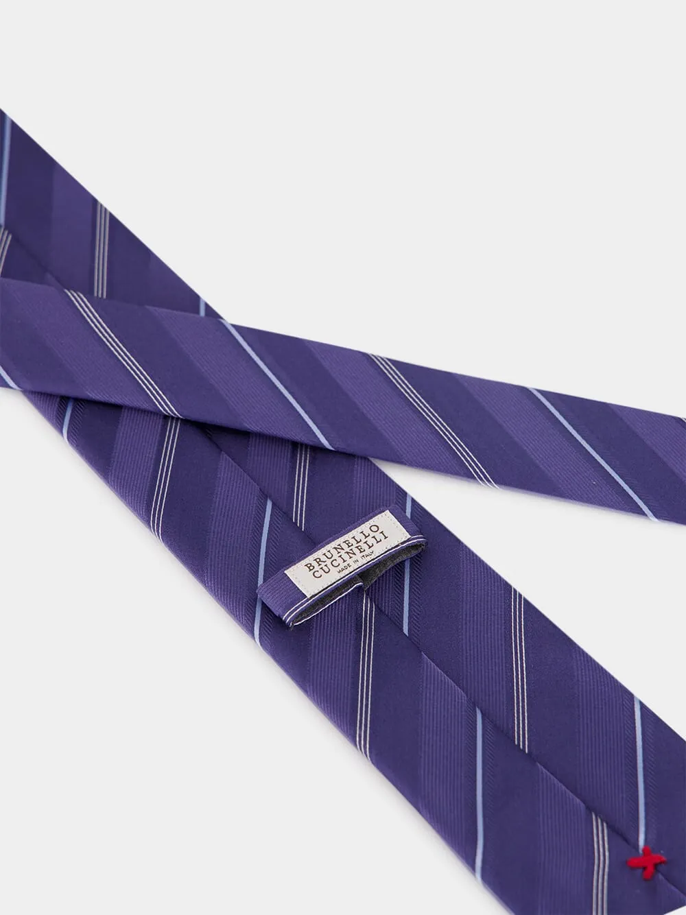 Denim Striped Silk Tie sold by Fashion Clinic product image thumbnail 4