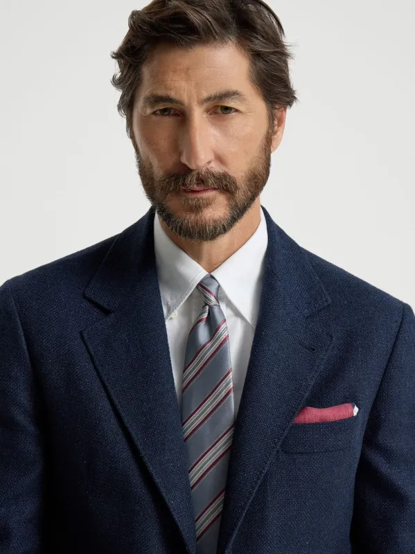 Medium Grey Striped Silk Tie made by Brunello Cucinelli