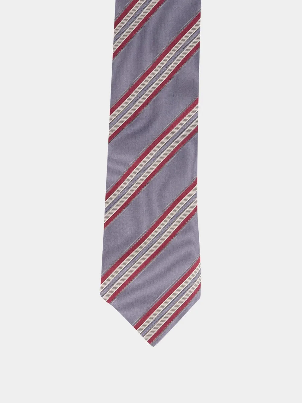 Medium Grey Striped Silk Tie sold by Fashion Clinic product image thumbnail 3