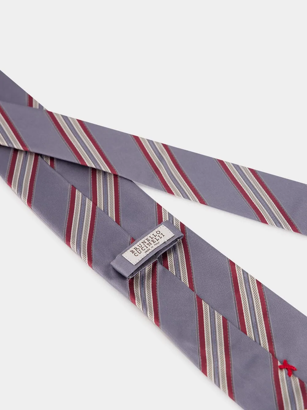 Medium Grey Striped Silk Tie sold by Fashion Clinic product image thumbnail 5