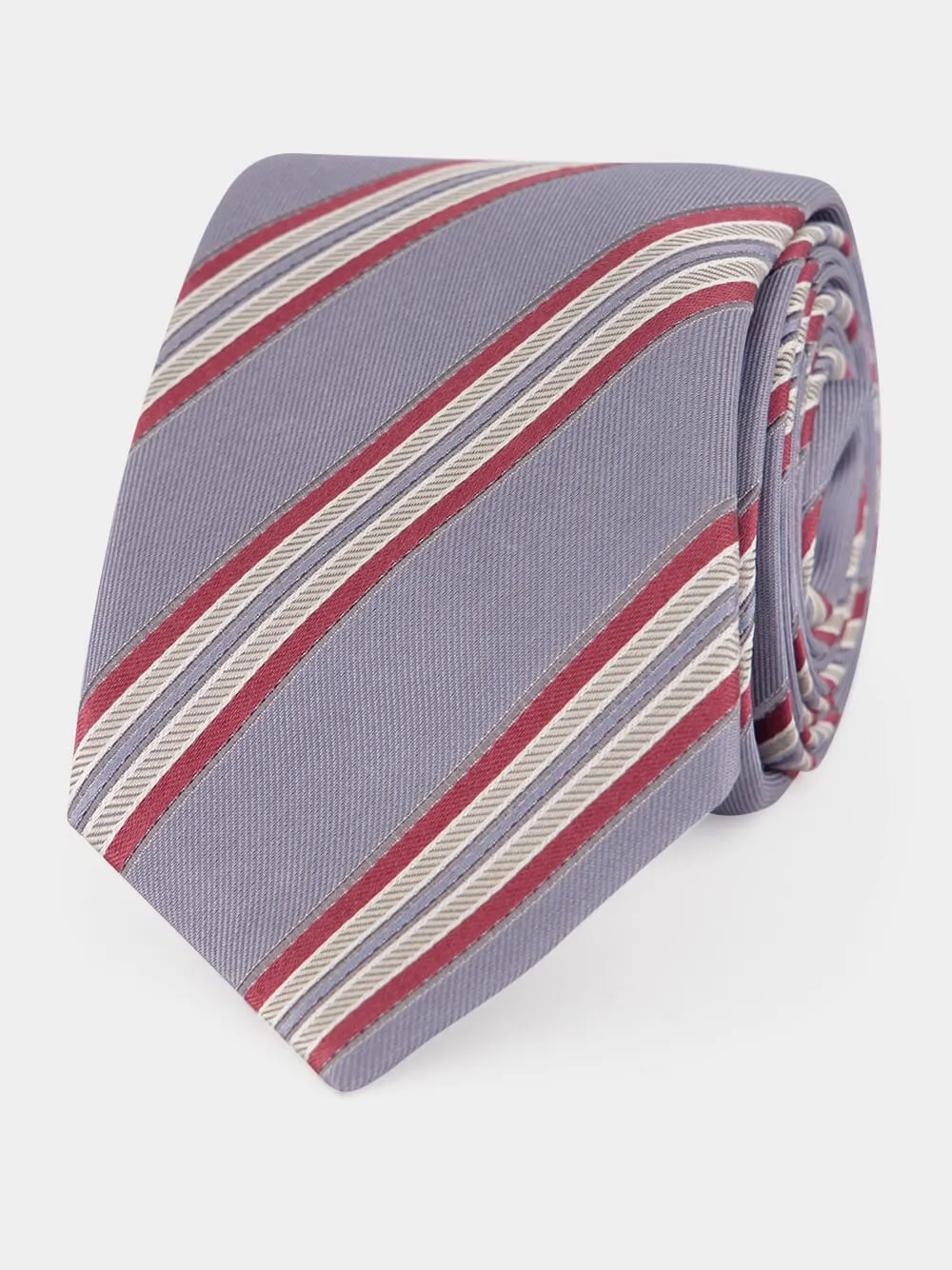 Medium Grey Striped Silk Tie sold by Fashion Clinic product image thumbnail 2