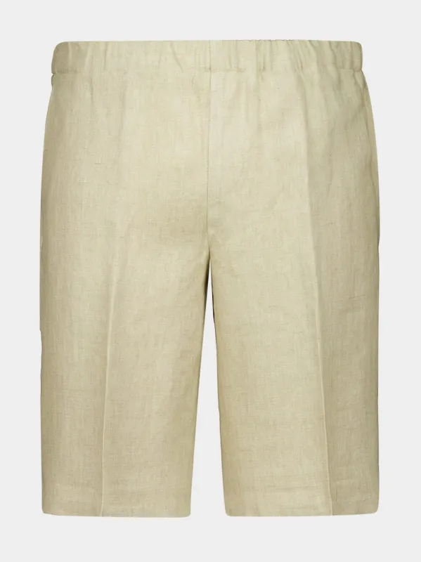Beige Linen Bermuda Shorts made by Fashion Clinic