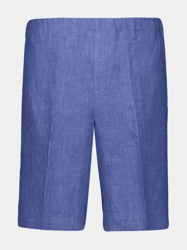 Light Denim Linen Bermuda Shorts made by Fashion Clinic
