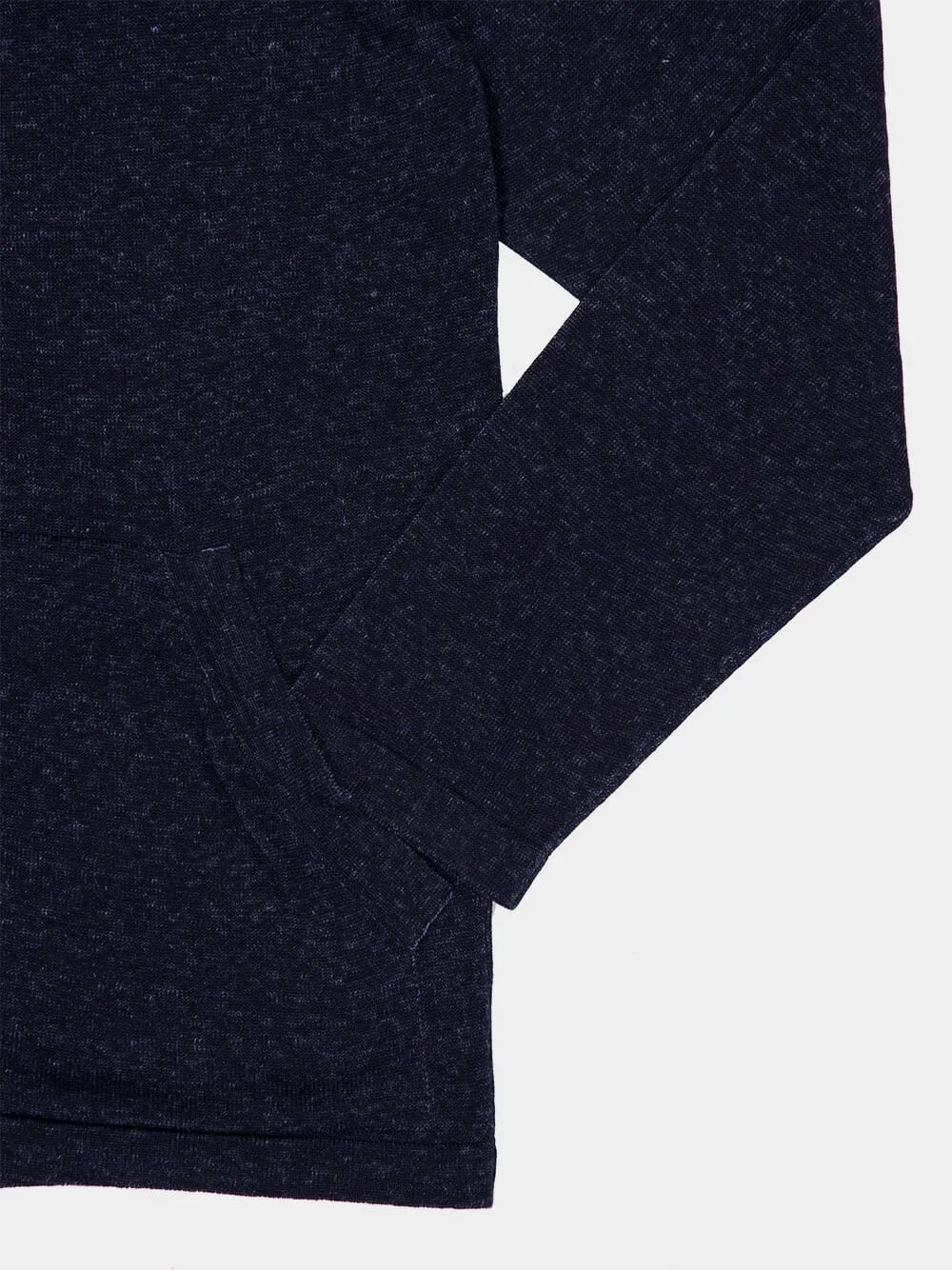 Navy Blue Silk Linen Zip Hooded Sweatshirt sold by Fashion Clinic product image thumbnail 4