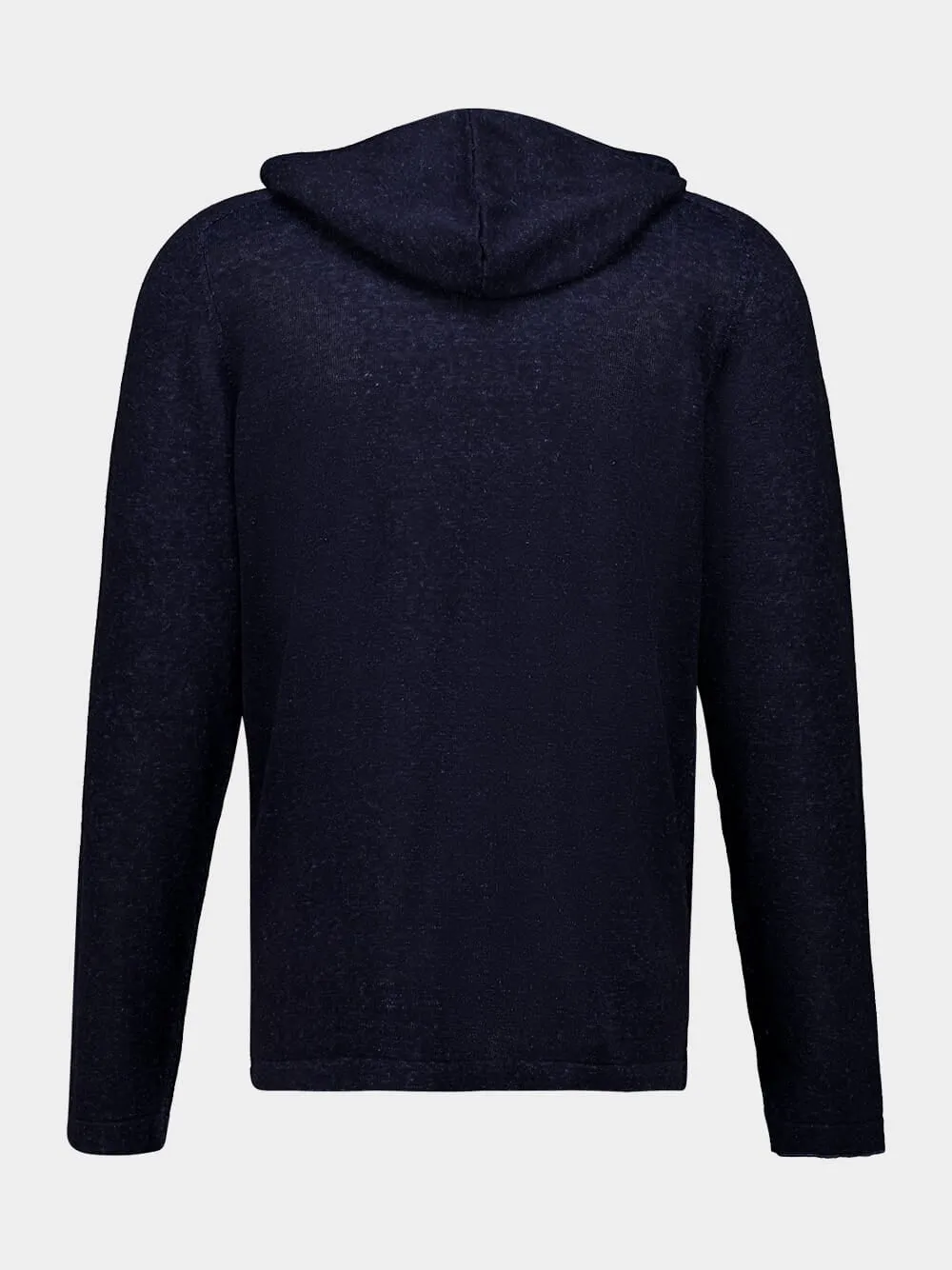 Navy Blue Silk Linen Zip Hooded Sweatshirt sold by Fashion Clinic product image thumbnail 2