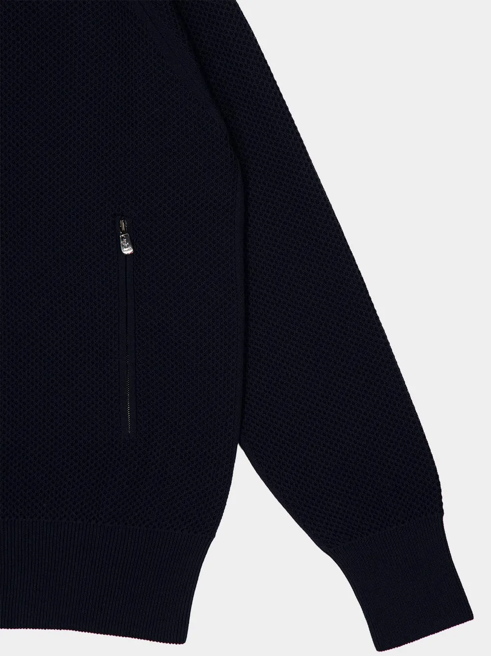 Navy Blue Zipped Cotton Bomber sold by Fashion Clinic product image thumbnail 4