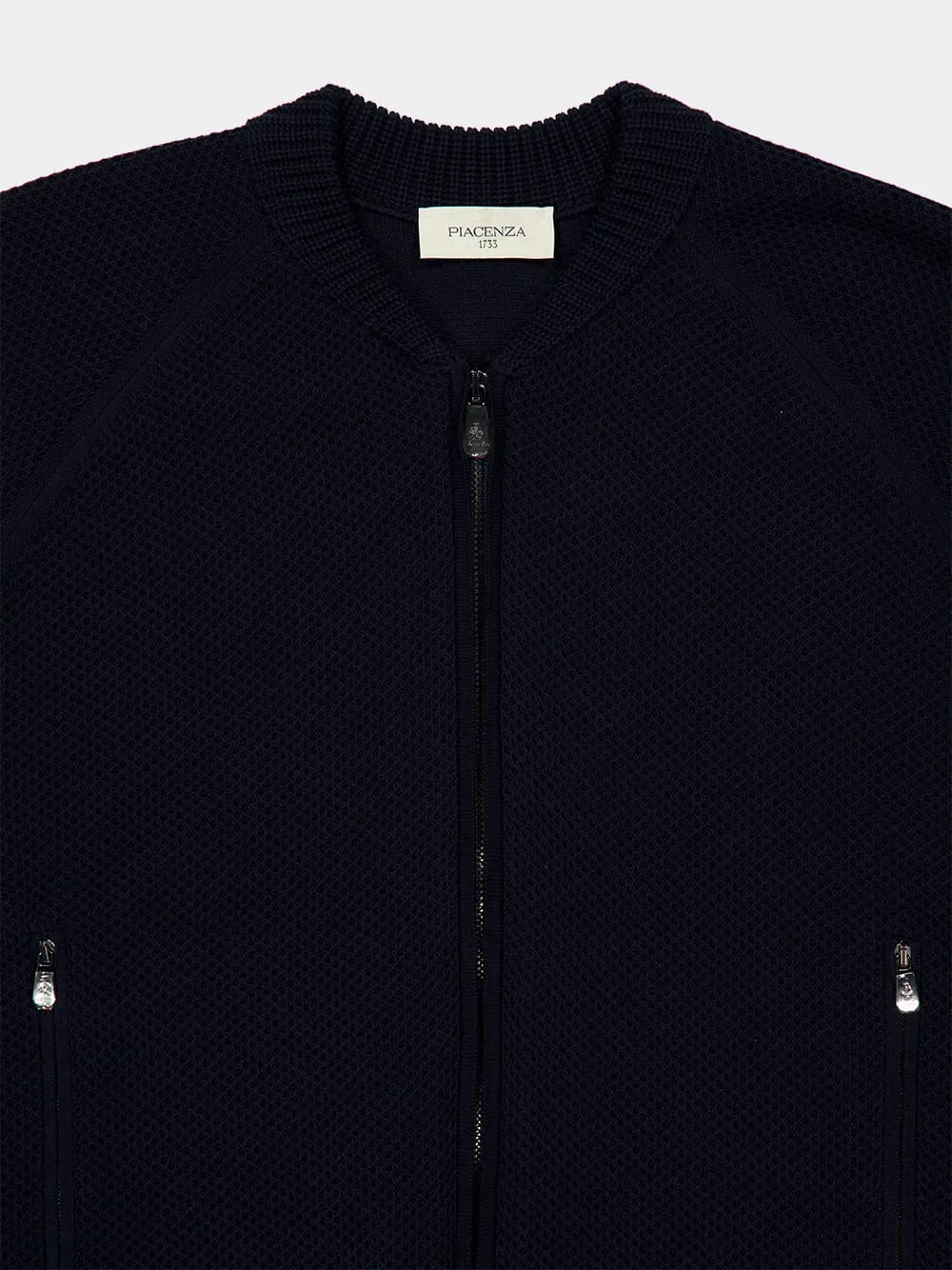 Navy Blue Zipped Cotton Bomber sold by Fashion Clinic product image thumbnail 3