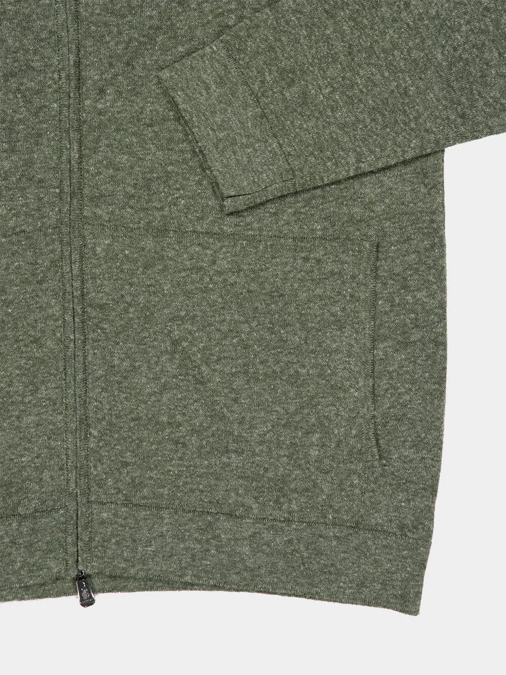 Olive Green Cashmere and Linen Zip Sweater sold by Fashion Clinic product image thumbnail 4