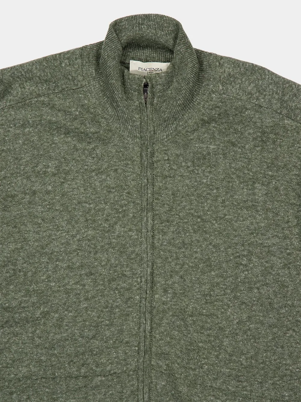 Olive Green Cashmere and Linen Zip Sweater sold by Fashion Clinic product image thumbnail 3