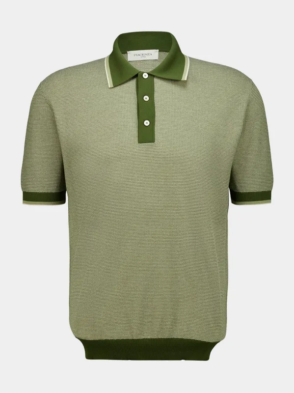 Light Green Cotton Knit Polo made by Fashion Clinic