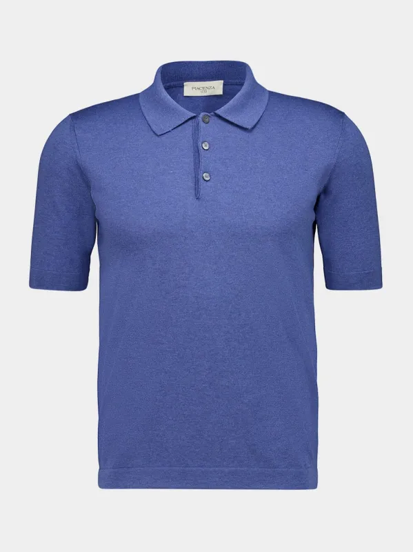 Blue Silk and Cotton Polo Shirt made by Fashion Clinic