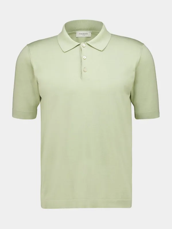 Light Green Silk and Cotton Polo Shirt made by Fashion Clinic