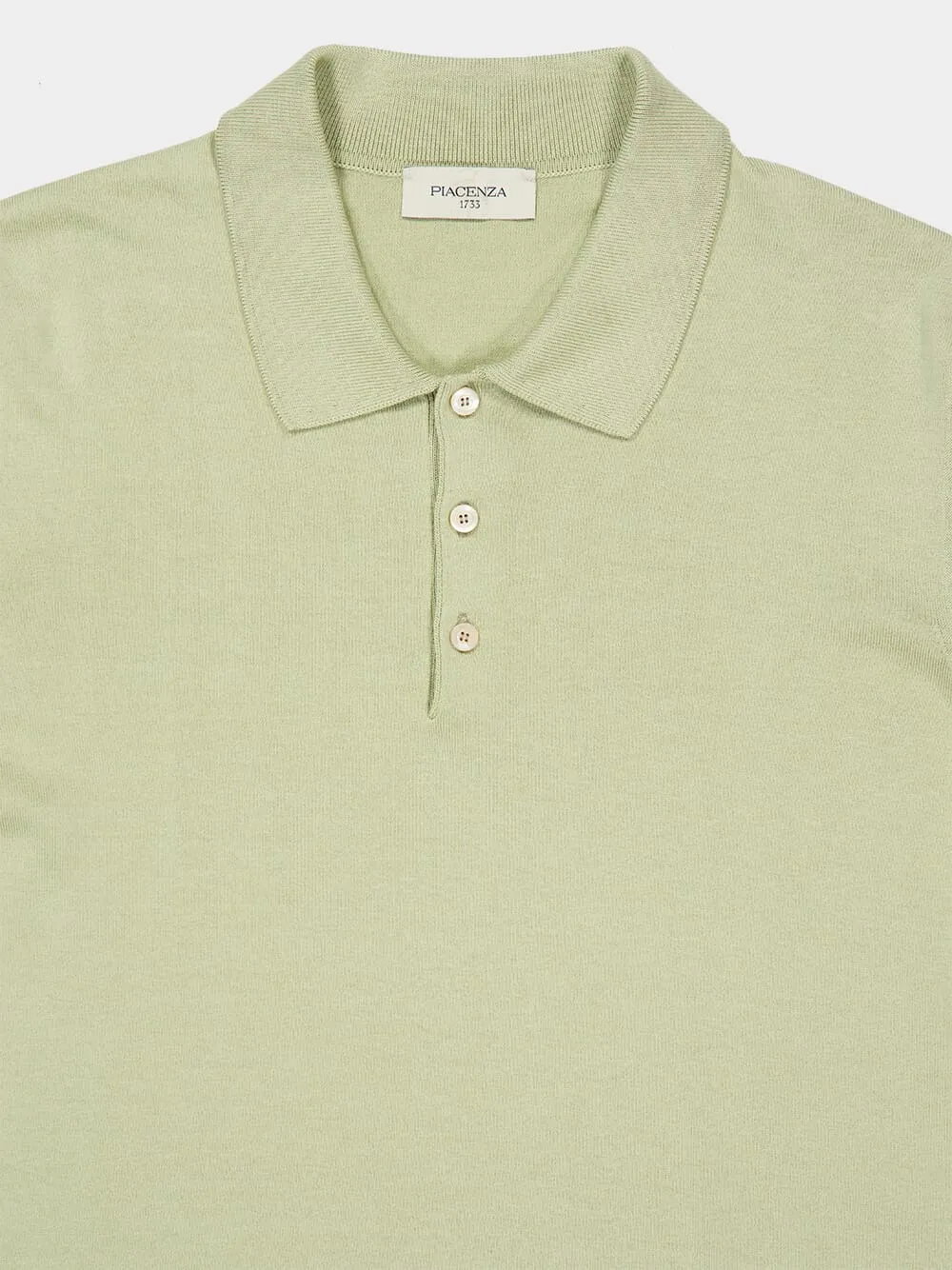 Light Green Silk and Cotton Polo Shirt sold by Fashion Clinic product image thumbnail 3