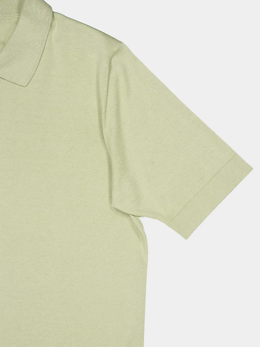 Light Green Silk and Cotton Polo Shirt sold by Fashion Clinic product image thumbnail 4