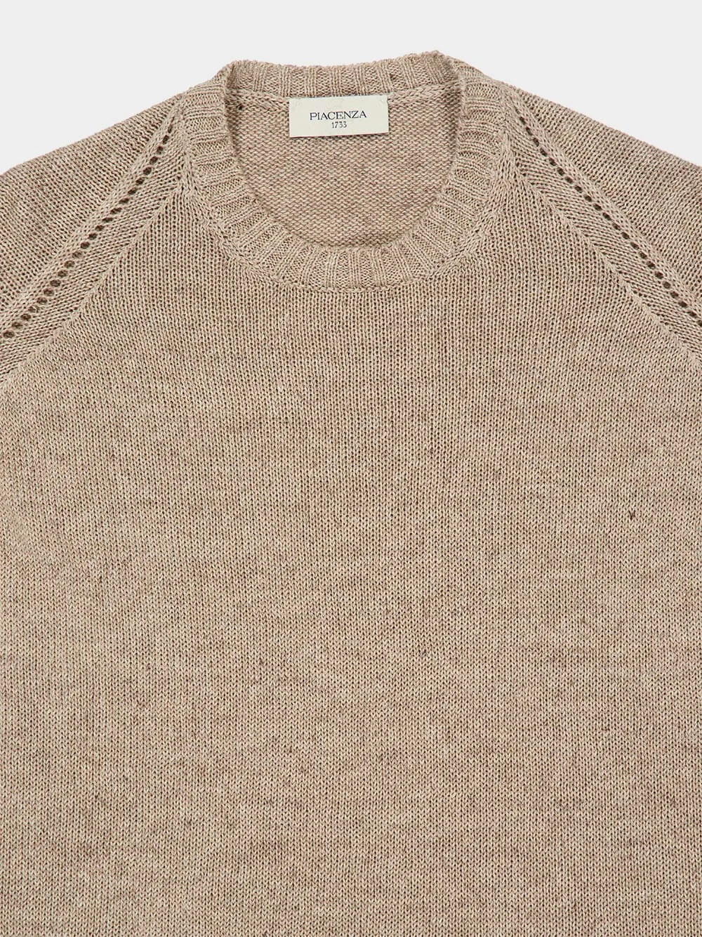 Beige Linen and Cotton Knit Pullover sold by Fashion Clinic product image thumbnail 3