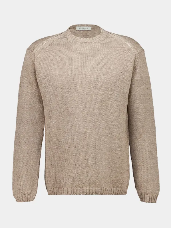 Beige Linen and Cotton Knit Pullover made by Fashion Clinic