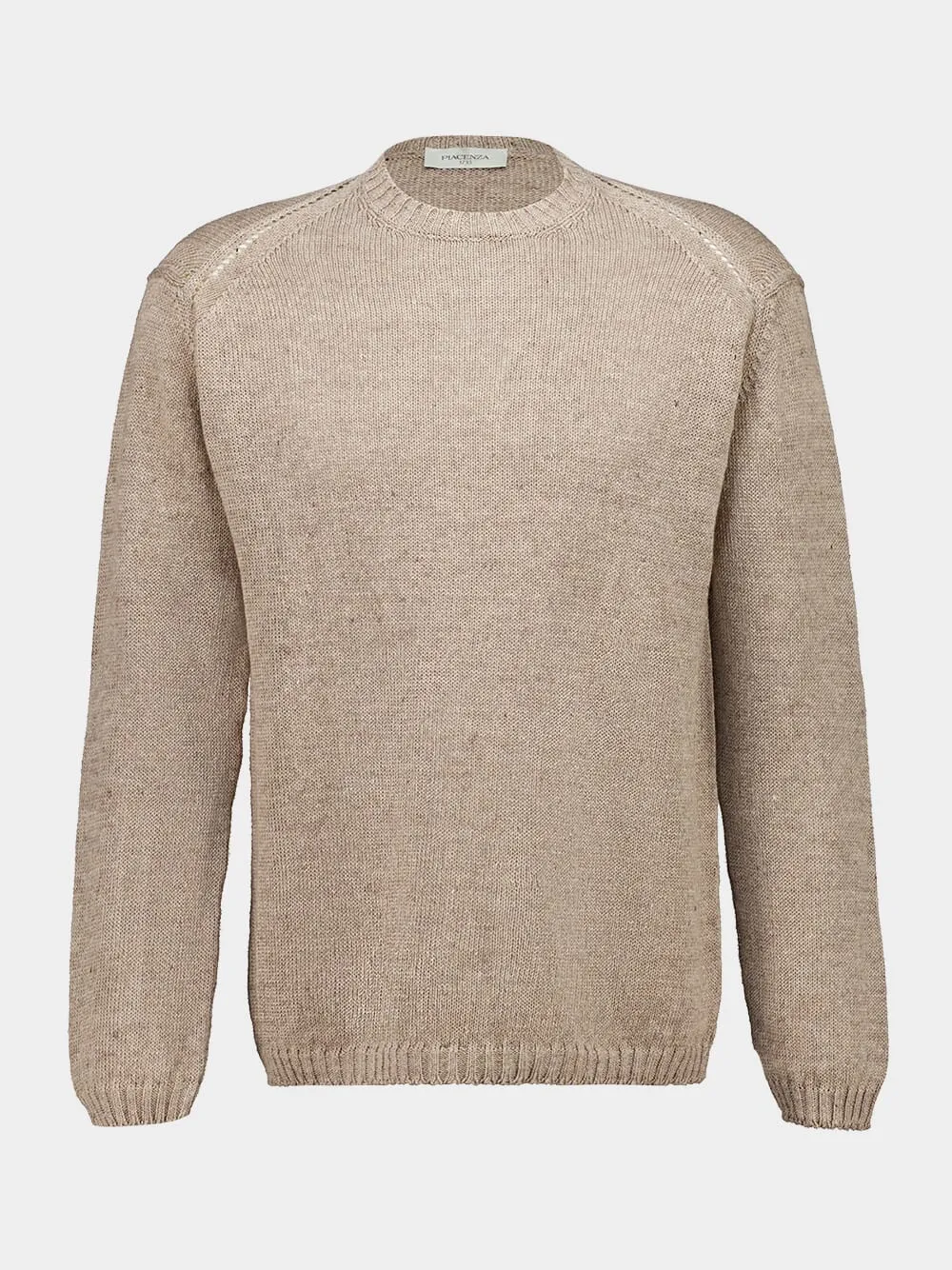 Beige Linen and Cotton Knit Pullover sold by Fashion Clinic