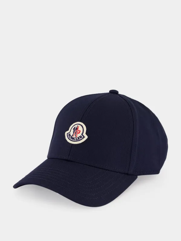 Navy Blue Cotton Gabardine Baseball Cap made by Moncler