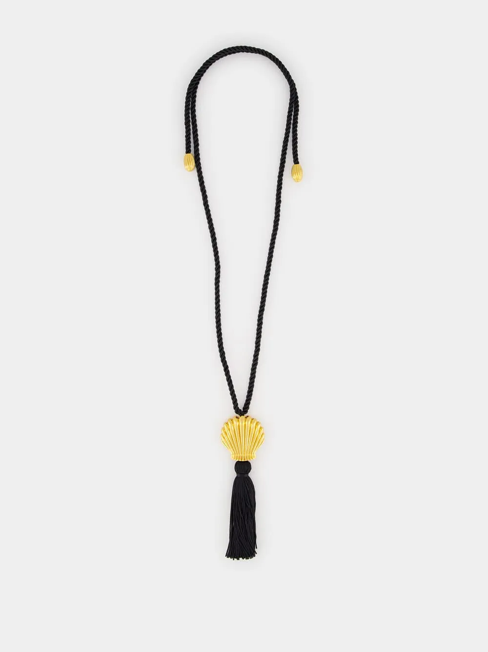 Black Éze Gold Shell Tassel Necklace sold by Fashion Clinic